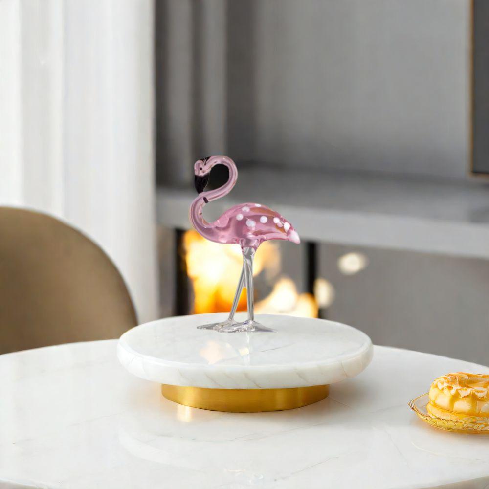 Handmade Art Glass Flamingo Figurines Cute Animal Sculpture Simulated Pink Flamingo Wedding Decor