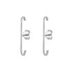 European and American Minimalist Single Row Crystal Zircon Stud Earrings for Women Geometric E Shape Vintage Jewelry