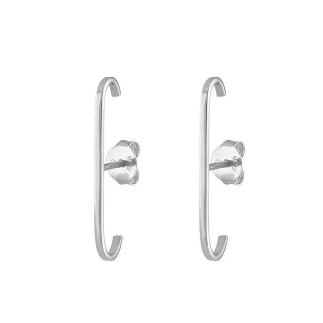 European and American Minimalist Single Row Crystal Zircon Stud Earrings for Women Geometric E Shape Vintage Jewelry