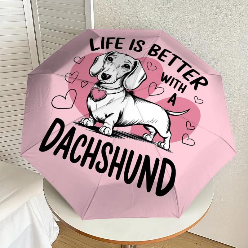 1pc Life is better with a Dachshund. Umbrella with Plastic Handle,Suitable for All Seasons Home Travel Outdoor UmbrellaDD1617