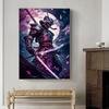 Japanese Anime Samurai Sakura Warrior Figures at Sunset Art Painting Wall Canvas Posters Prints for Room Home Decor Frameless