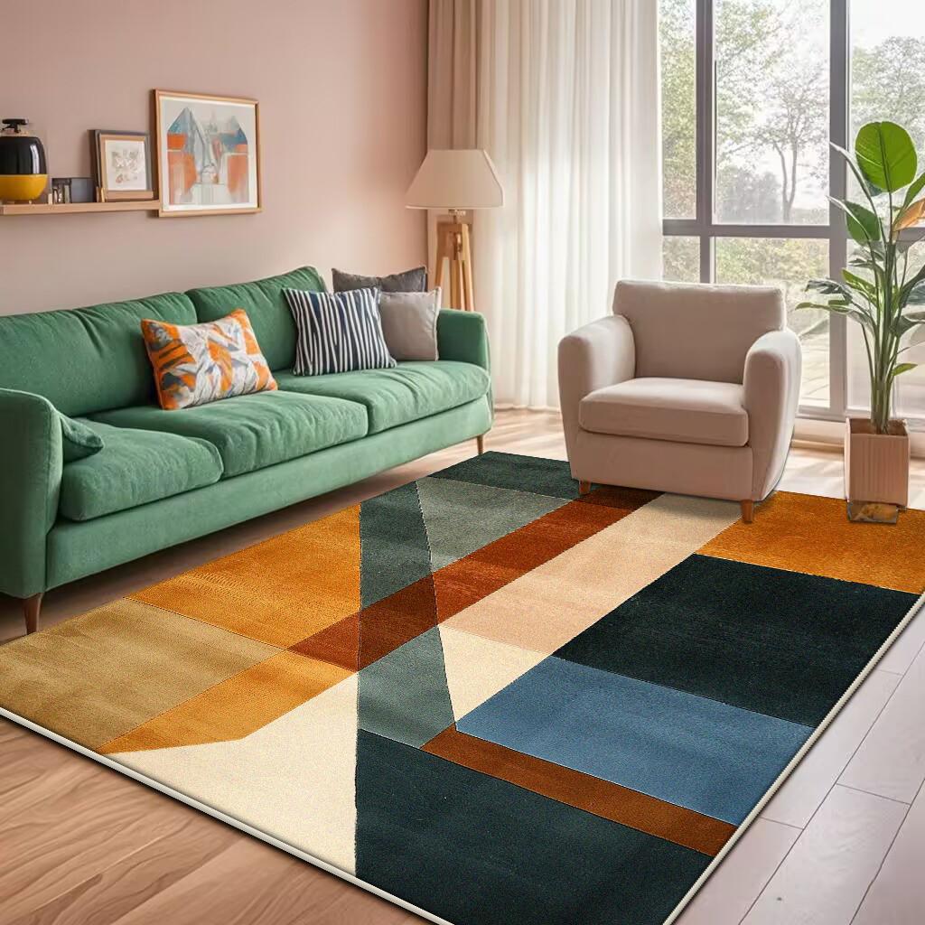 Modern Geometric Large Rugs for Living Room Decoration Nordic Style Home Carpet Light Luxury Bedroom Rug Non-slip Washable Mat