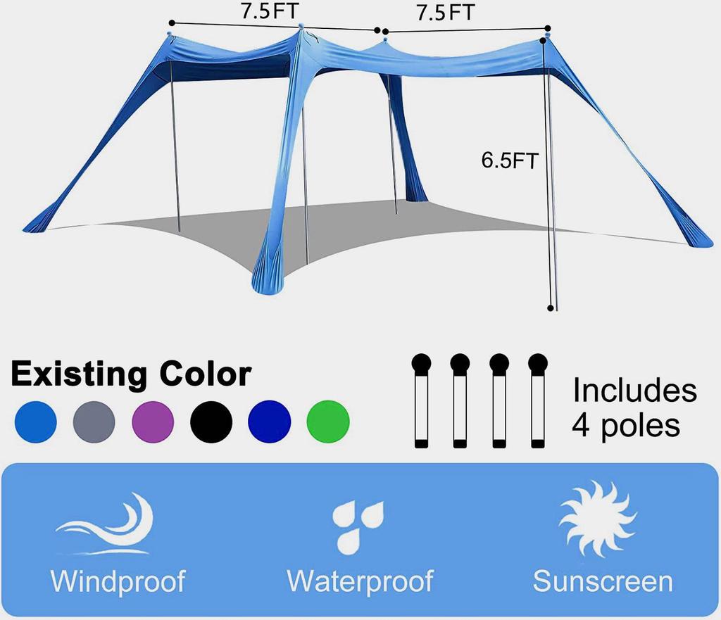 Portable Outdoor Sunshade Canopy: Beach Tent & Cooling Shelter for Camping & Fishing