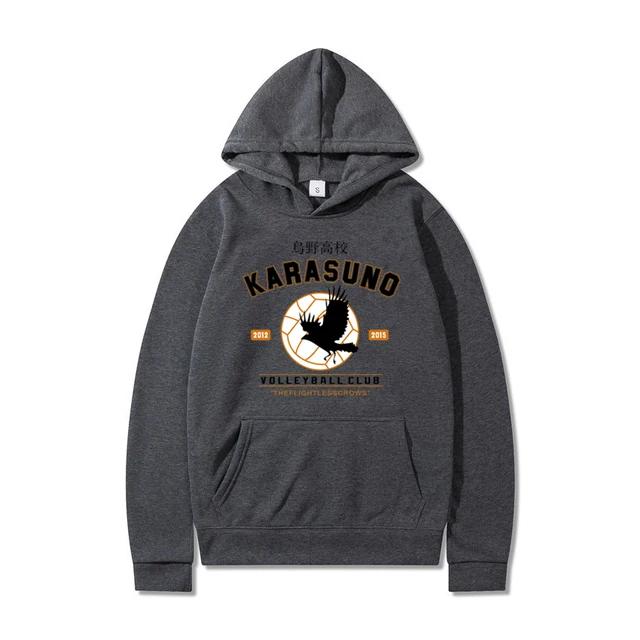 Autumn Winter Hoodies Cartoon Japanese Anime Street Wear Karasuno Flyover Pattern Men's and Women's Warm Sweatshirts