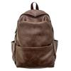 New retro backpack simple soft leather leisure travel backpack large capacity trend student class bag