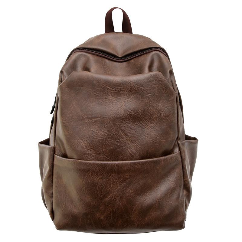 

Новый ретро-рюкзак простой из мягкой кожи для отдыха и путешествий большой вместимости модный студенческий классный рюкзак one size fits all коричневый