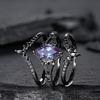 Delicate Women Rings Black Color Oval Round Blue Black Stone Rings Set Party Accessories Gift