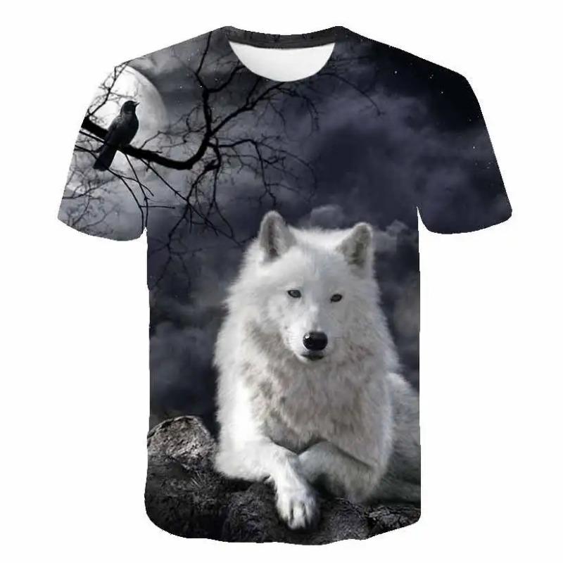 Maglietta Bambini Ragazzi Stampa 3D Animale Lupo Manica Corta Top Estivi Casual dai 2 agli 8 Anni Vestiti per Bambini T-Shirt Bambina