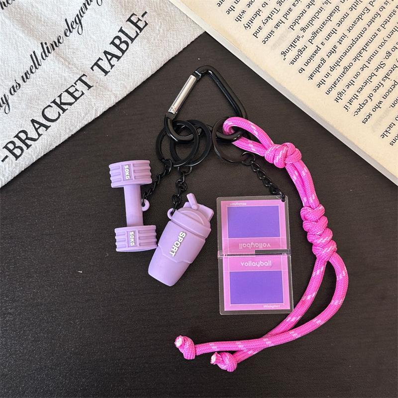 Itness Theme Rubber Keychain Pendant Portable Gym Style Bag Charm Durable Key Ring for Sports Lovers Men Women Daily Accessory