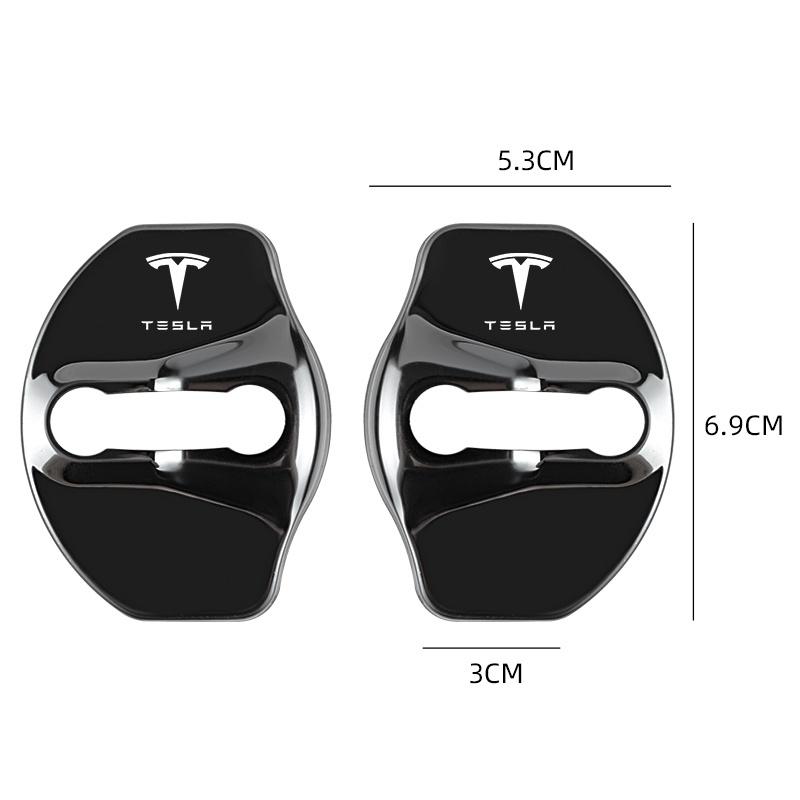 IASD9 4PCS Car Door Lock Protective Covers Stainless Steel Door Lock Cover For Tesla Model Y Model 3 2017-2023 / MODEL3 Highland 2024