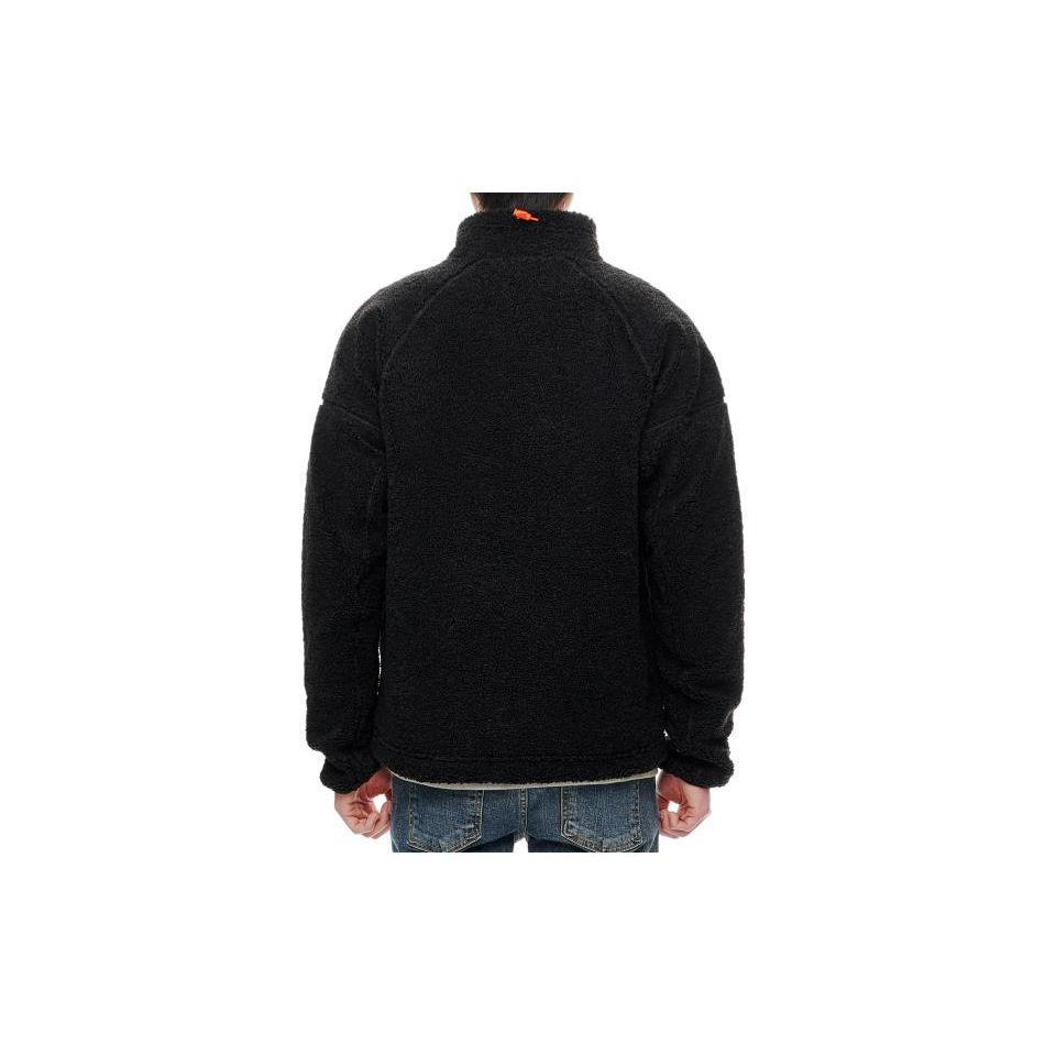 Adidas Solid Color Logo Embroidery Zip-Up Fleece Jacket Men Jackets Black FR5284