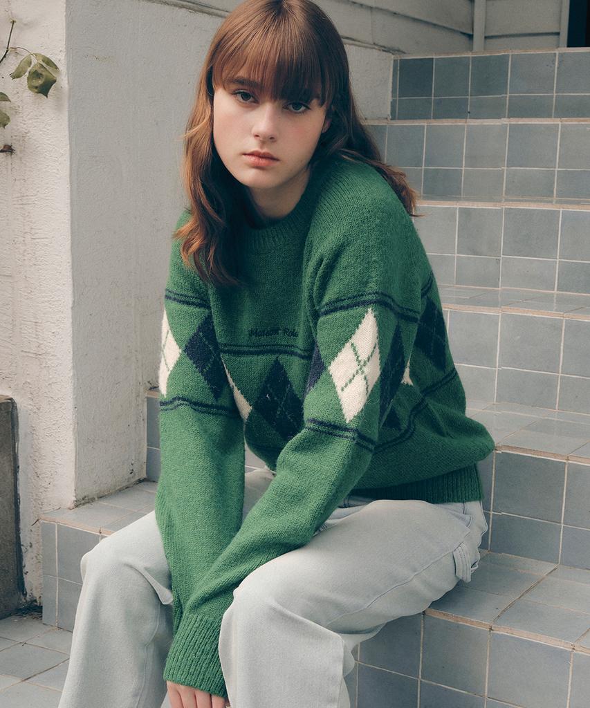 ROLAROLA Argyle Knit Pullover Green