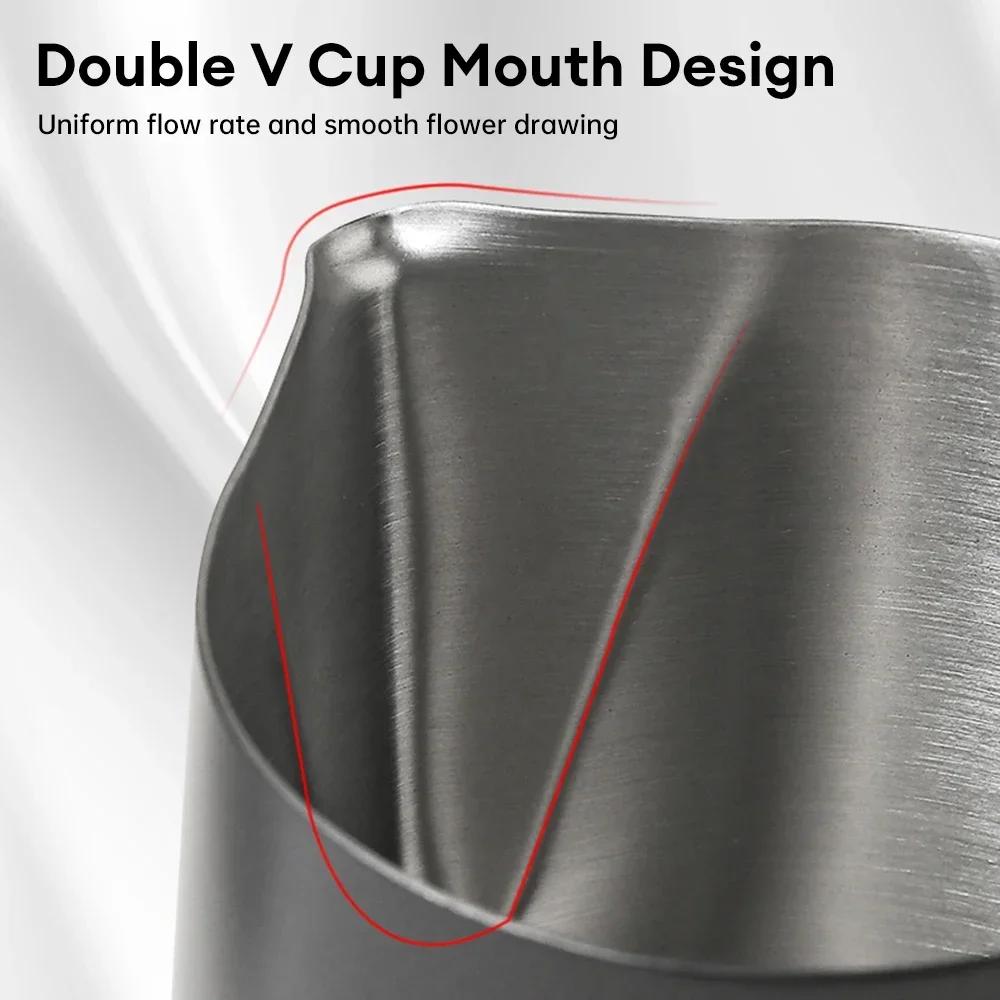 304 Stainless Steel Coffee Milk Frother 350ML with Measurement Scale Latte Art Pitcher for Espresso Steaming Cup