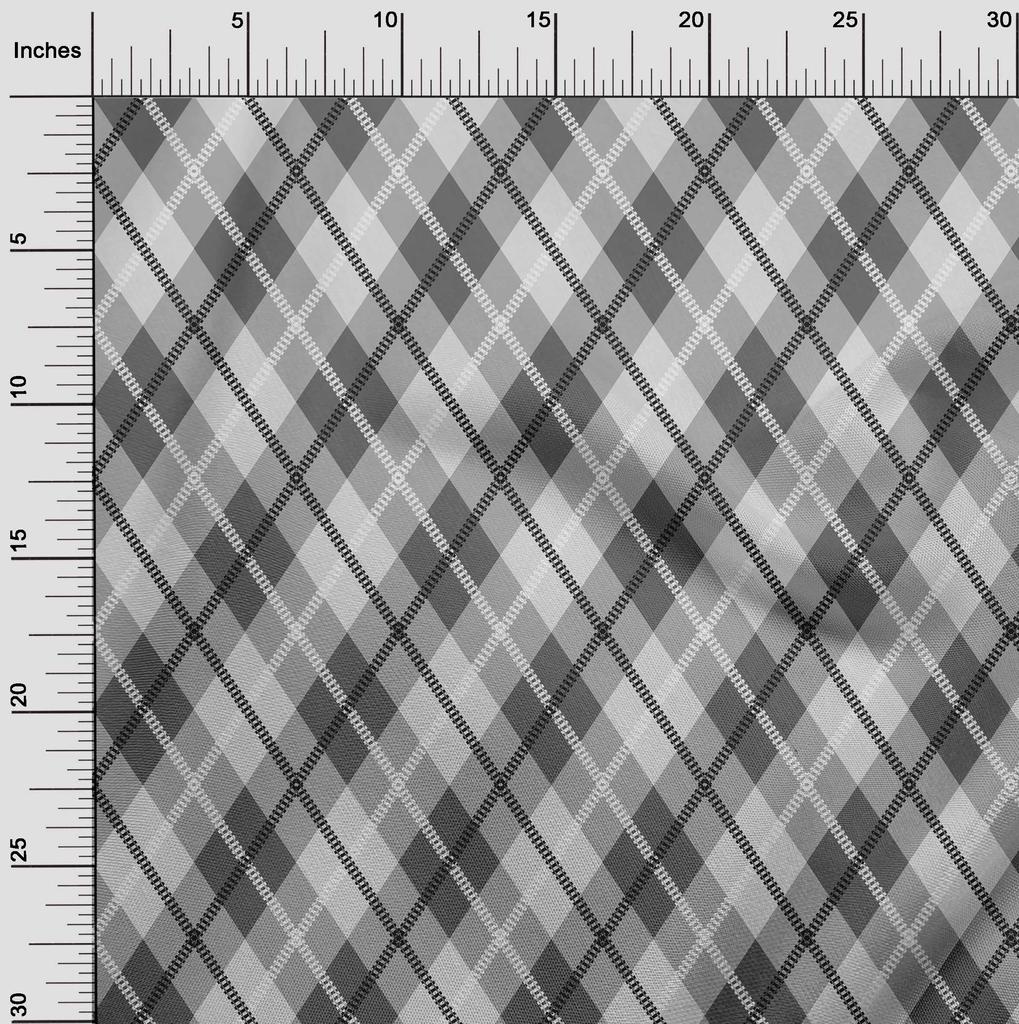 oneOone Cotton Flex Gray Fabric Check  Quilting Supplies Print Sewing Fabric By The Yard 40 Inch