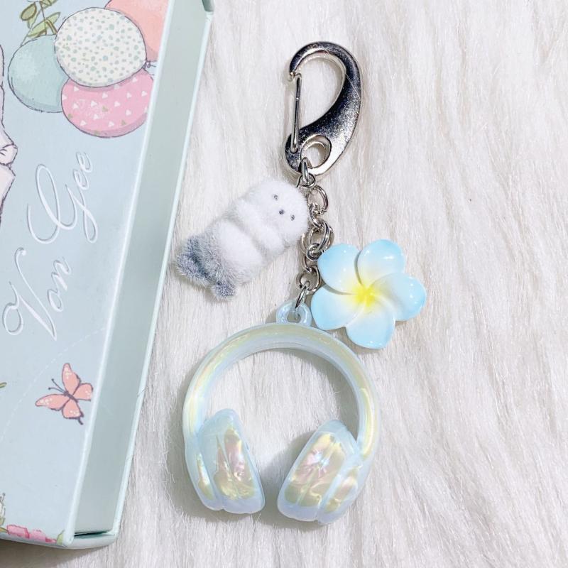 Y2K Frisch Süß Beflocktes Siegel Kopfhörer Anhänger Schlüsselanhänger Lieblich Ästhetische Taschenanhänger Ccd Schlüsselanhänger Anhänger Geschenke für Paare