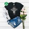 Christian Lion Cross T Shirt Religious Jesus Blessed Casual for Slightly Versatile Stretche