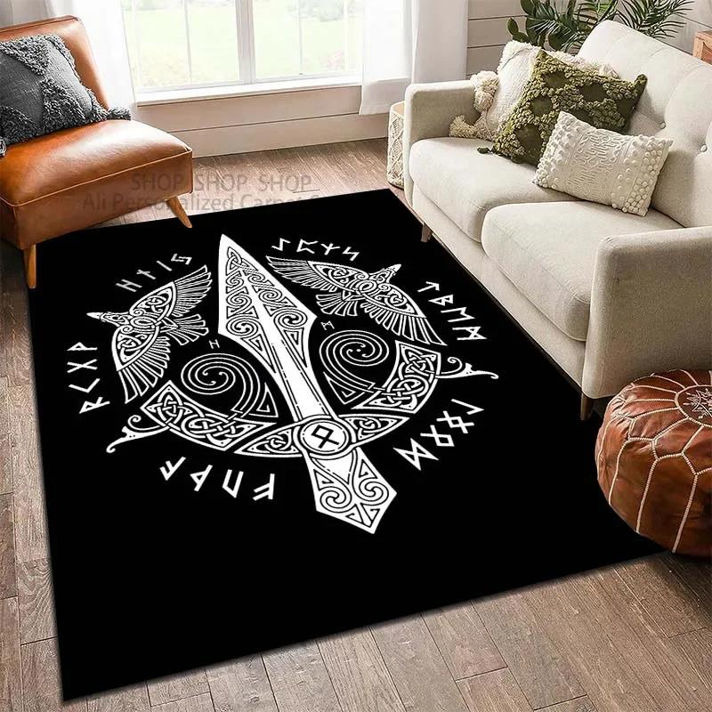 

Viking Inspired Totem Print Area Rug – Large Non-Slip Carpet for Living Room, Bedroom & Sofa, Home Decor Floor Mat 60x90cm(23x35in)