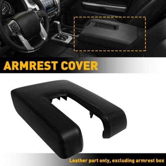 

Center Console Leather For Lid Armrest Cover Trim 2014- Tundra Black Toyota