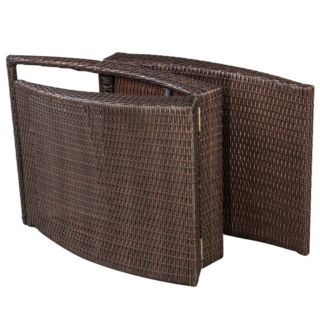 Folding Sun Lounger with Cushion Poly Rattan Brown