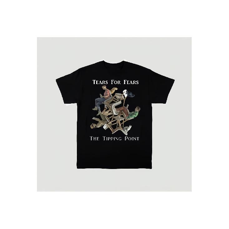 Unisex T-Shirt Themed Around Tears for Fears   The Tipping Point , Available in Sizes S to 5XL, Showcasing The Famous Logo Print. This Breathable And S чёрный