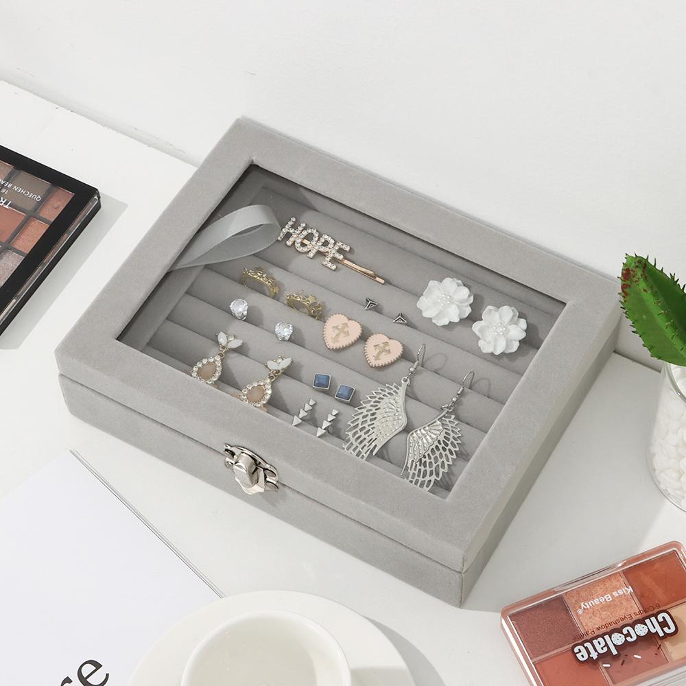 Bandeja de anillo duradera, organizador de joyería suave, caja de almacenamiento, vitrina, caja de anillo de terciopelo