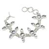 Pulsera de plata de ley 925 hecha a mano con piedras preciosas de topacio blanco para regalar: pulsera de plata con piedras preciosas de topacio blanco y cadena ajustable