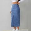 Blue Solid Pencil Skirt for Women