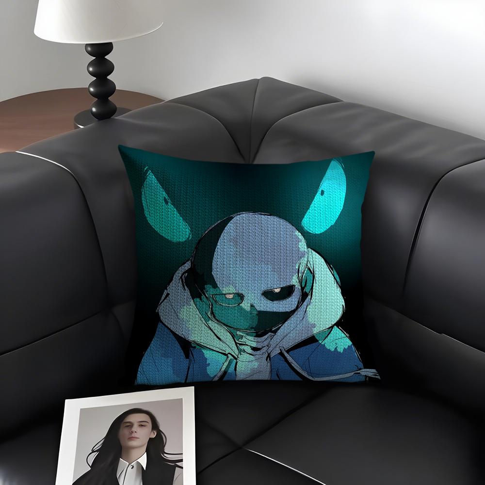 U-Undertale Game Cushion Cover Natural Linen Organic Fabric Double-Sided Printing Sofa Home Decor Gift Pillow Case