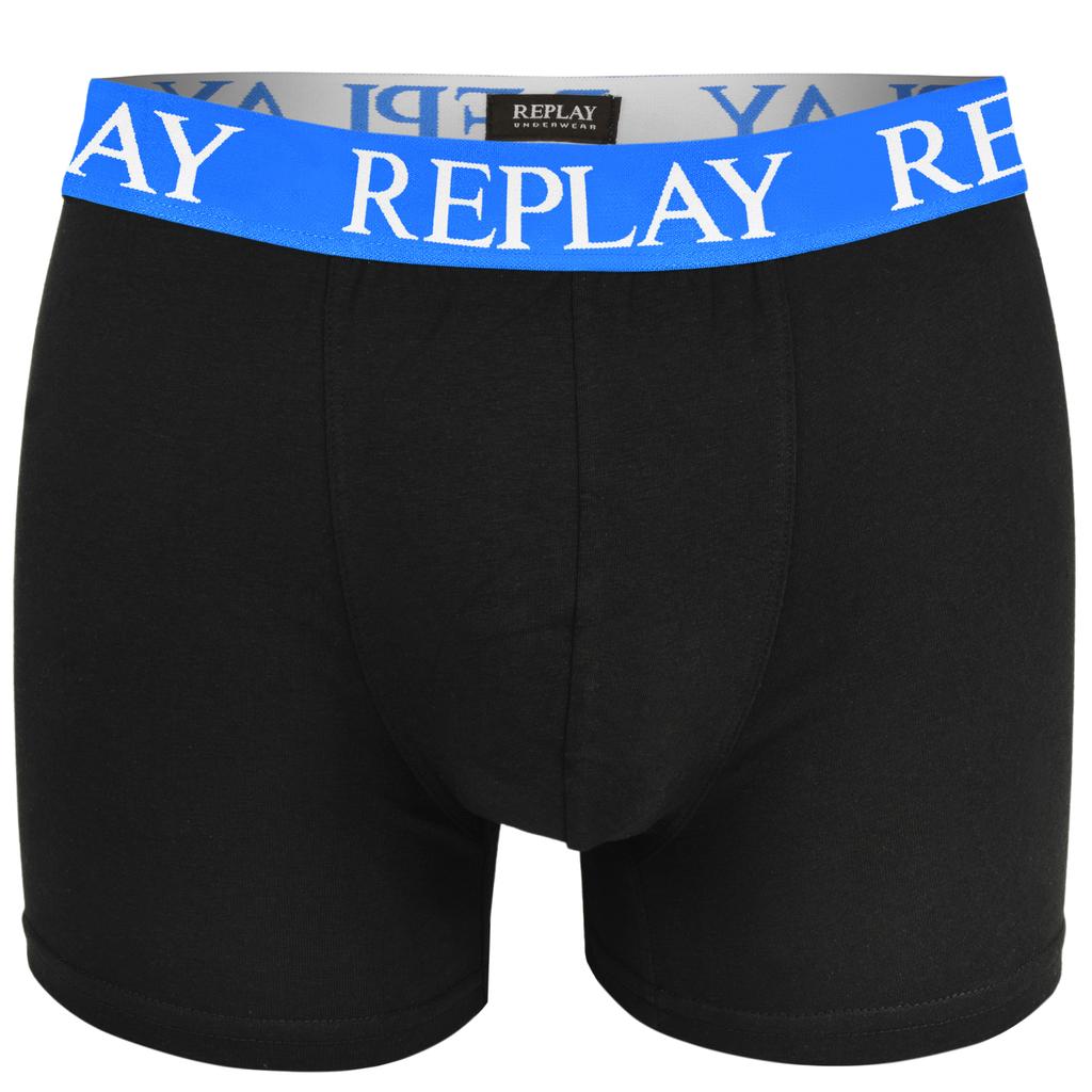 Replay Black Blue Men's Logo Boxer Briefs Set of 2