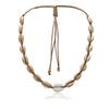 Collana Tessuta Geometrica Semplice Regolabile per Donna, Collana Bohémien Creativa Fatta a Mano con Conchiglie per Donna