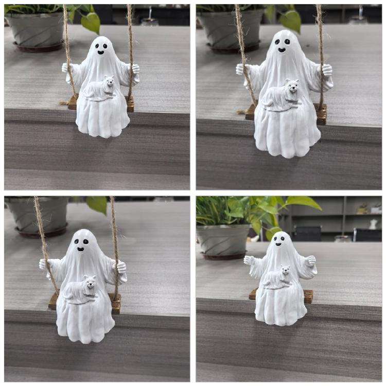 Halloween Resin Specters Swinging Charm Resin Swing Specters Figure Halloween Hanging Decors for Kids Family Enjoyment