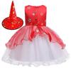 Halloween Prinsessklänning Kostym med Häxhatt för Barn