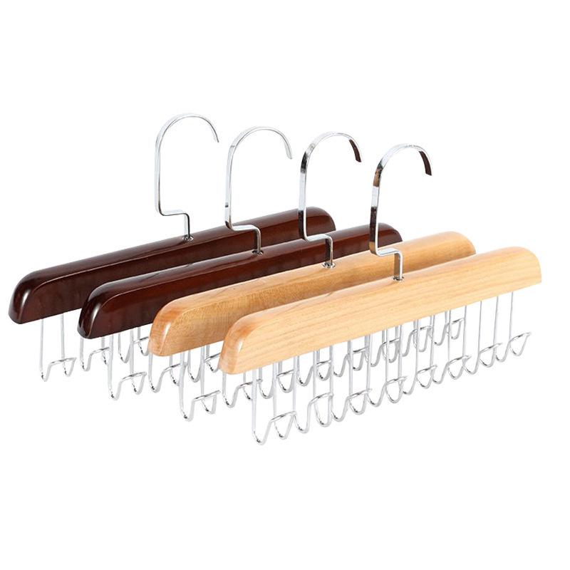 Solid Wood Multifunctional Hanger: 8 Hooks for Camisoles, Bras, Ties, Bags & Drying