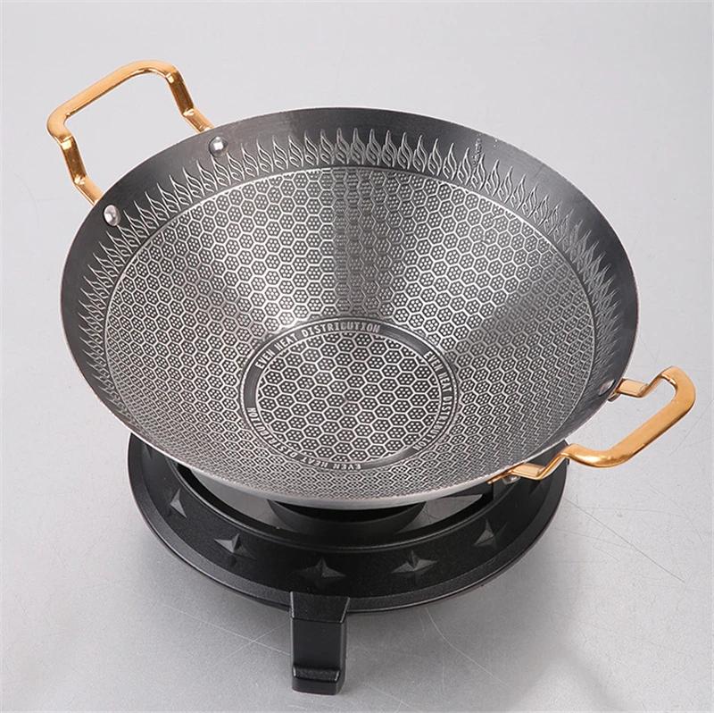 Round Bottom Alcohol Furnace Household Stainless Steel Pot Spicy Spicy Pot Hotpot Non Stick Dry Boiler Commercial Hot Pot