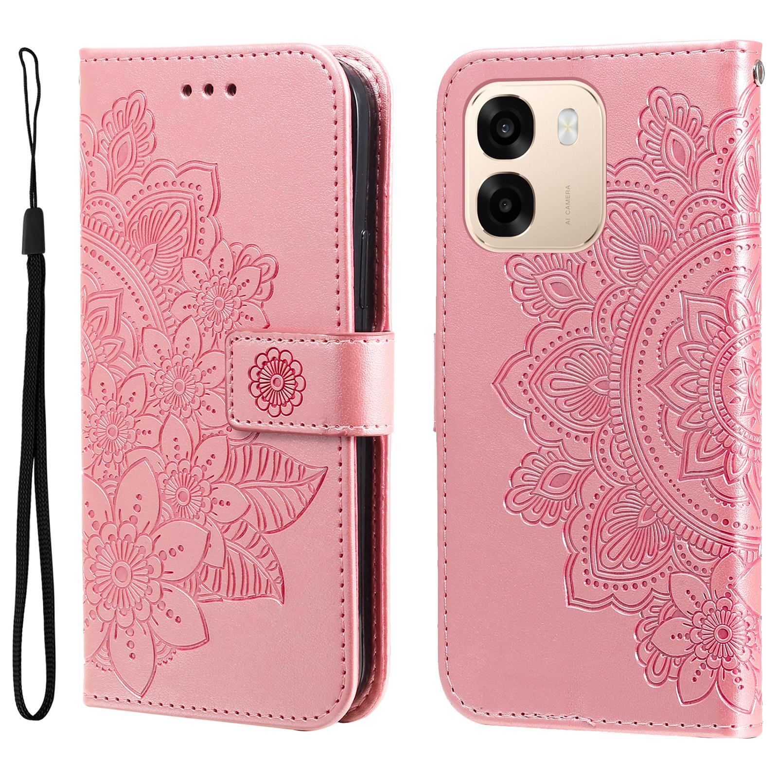 For Oppo A6x 5G/A6x 4G Case Floral Pattern PU Leather Wallet Stand Phone Cover
