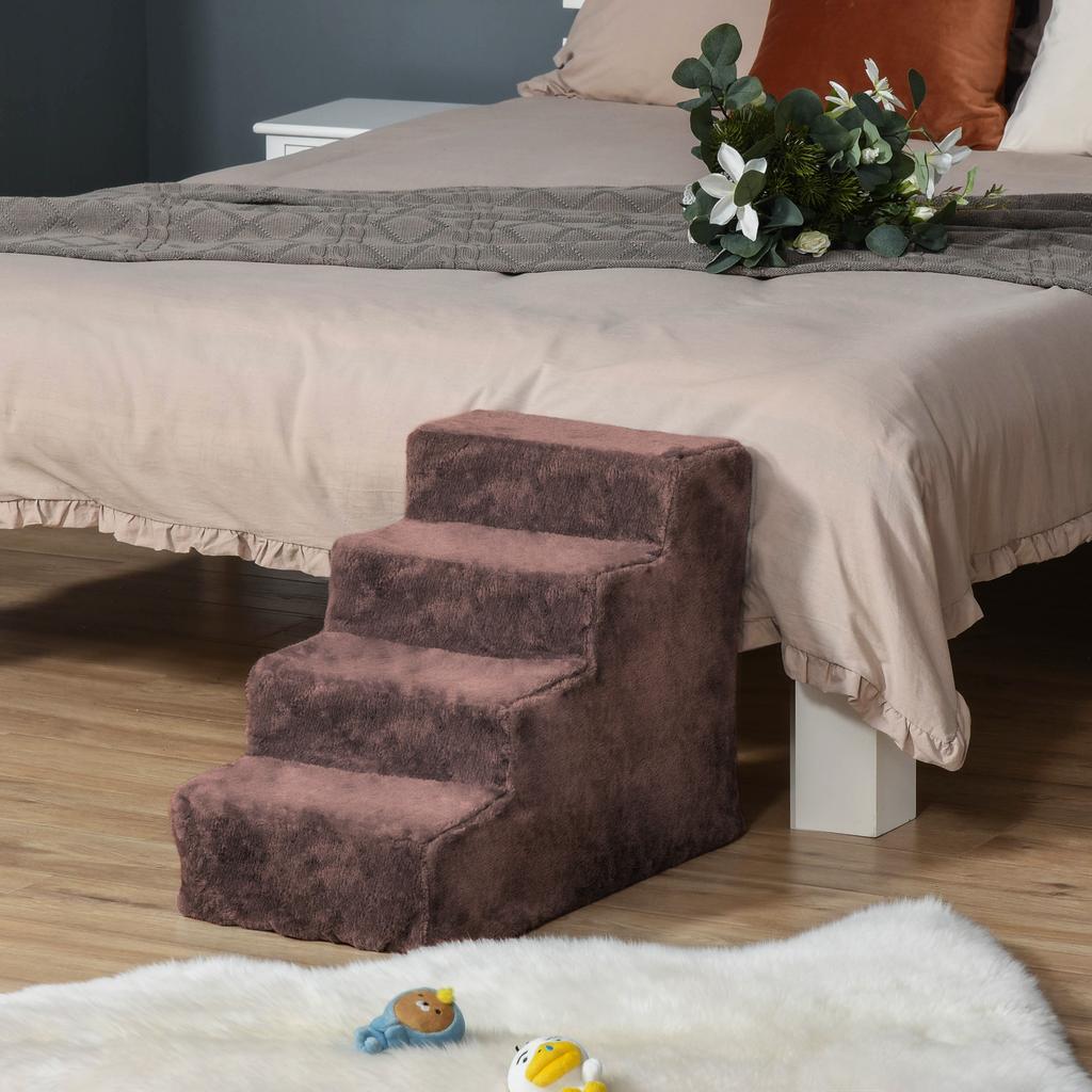 Dog Stairs 4-Step Removable Cover For Small Dogs 44 Cm Brown