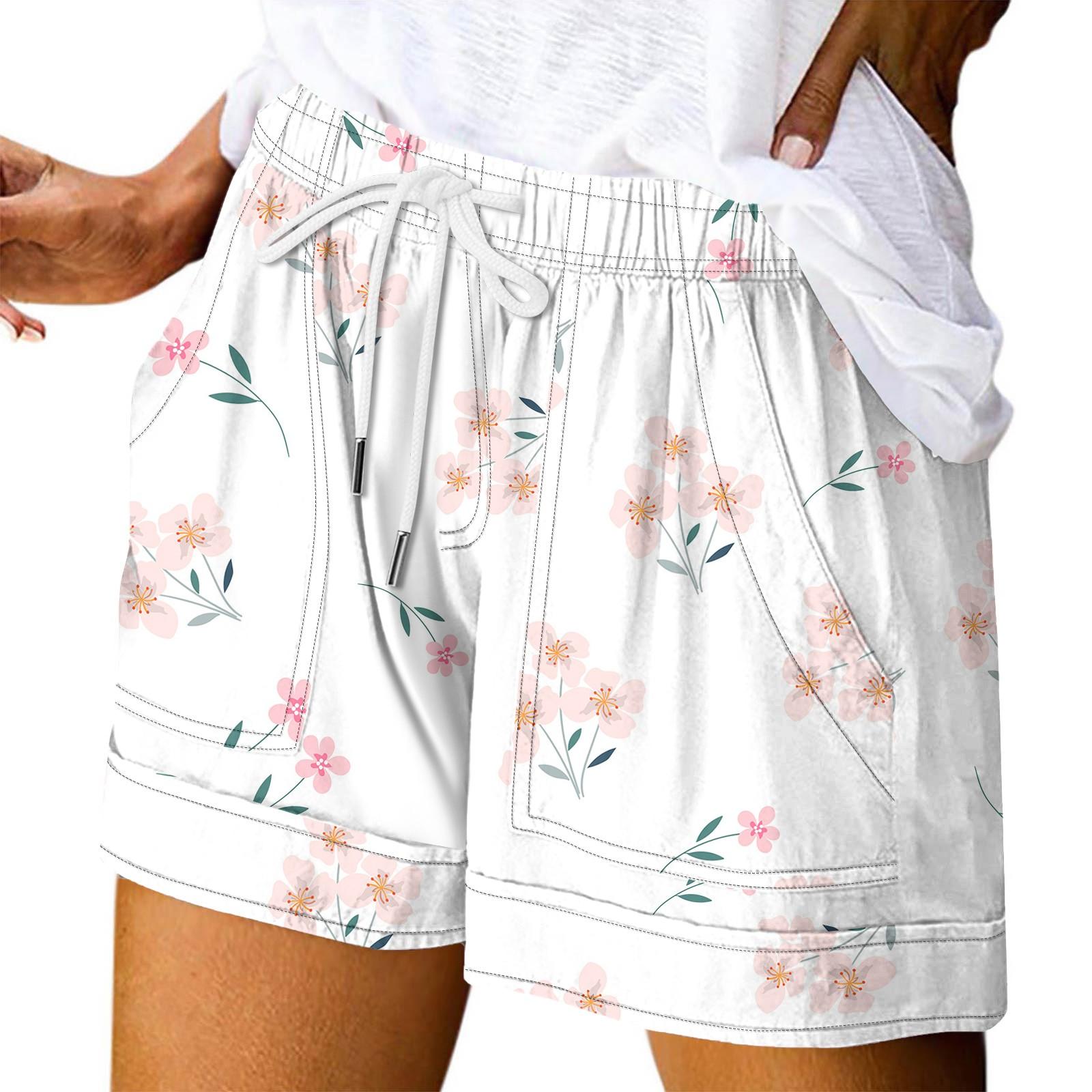 

Женские повседневные летние эластичные пляжные шорты с принтом повседневные шорты XXL белый