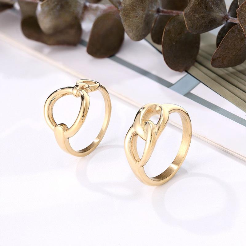 Geometric Hollow Circle Non-fading Ring Women's Niche High-end Ring Titanium Steel Plating