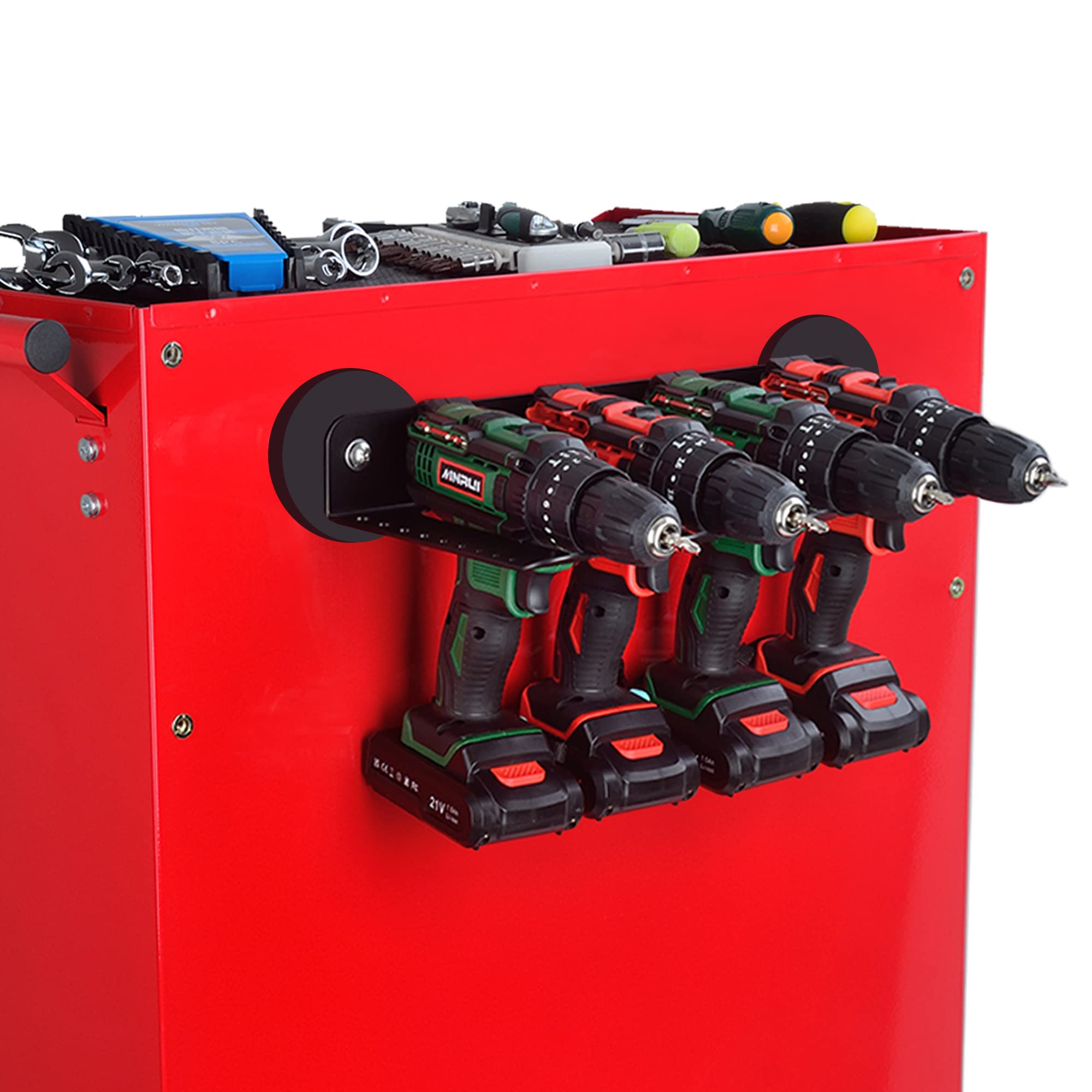 

ULIBERMAGNET Органайзер для электроинструментов Полка для хранения инструментов с отверткой Настенный Сверхпрочный Аккумуляторная дрель Съемный инструмент Идеально подходит для или чёрный