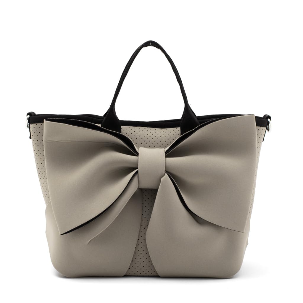 

Vita Felice Neoprene Ribbon Tote Bag for Women [VITAFELICE] 2-way ubb-sp-0340 (Gray Beige)