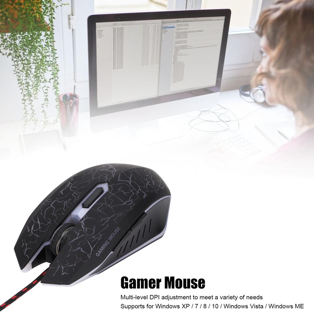 Wired Gaming Mouse USB Port Ergonomic 3200 DPI RGB Optical Computer Accessories