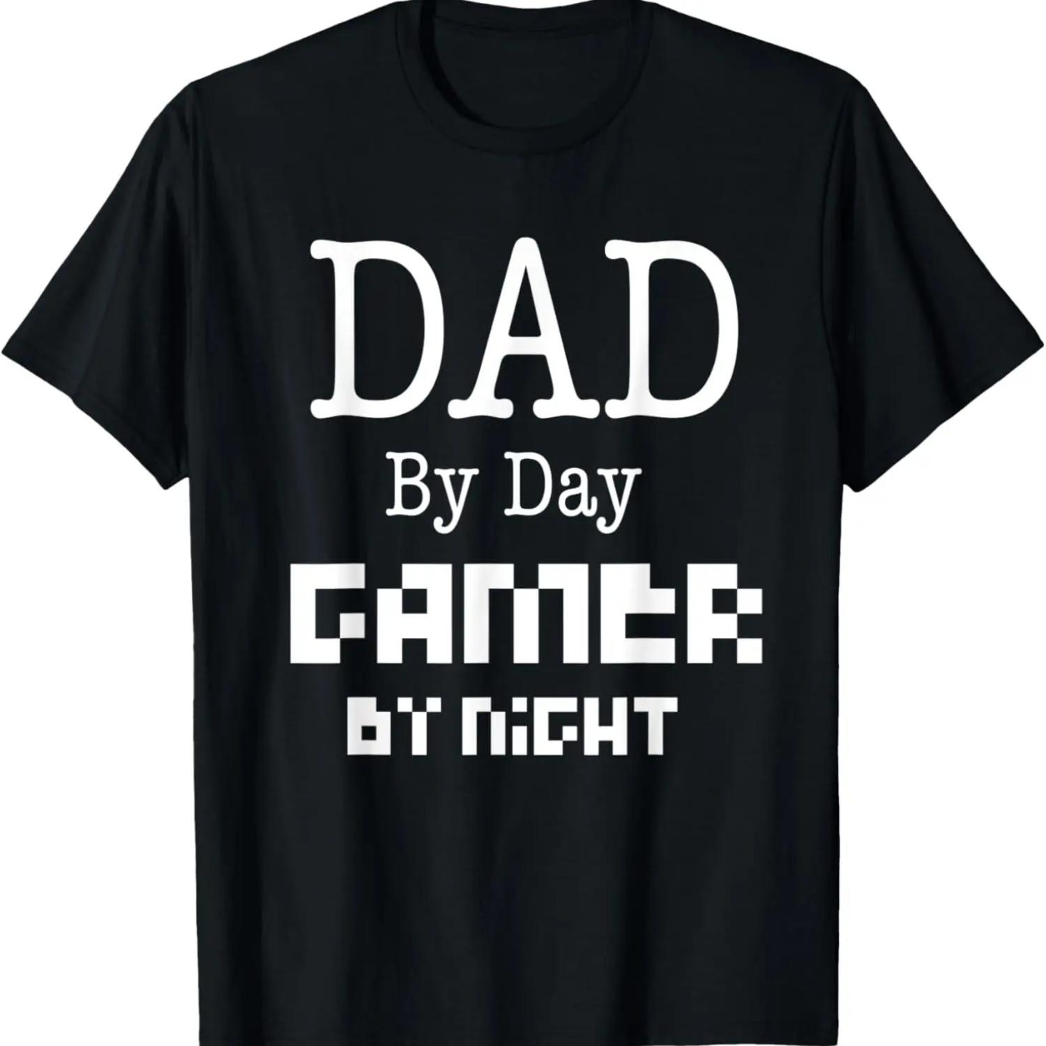 Mens Dad By Day Gamer By Night Funny Father Gaming Video PC T-Shirt S чёрный