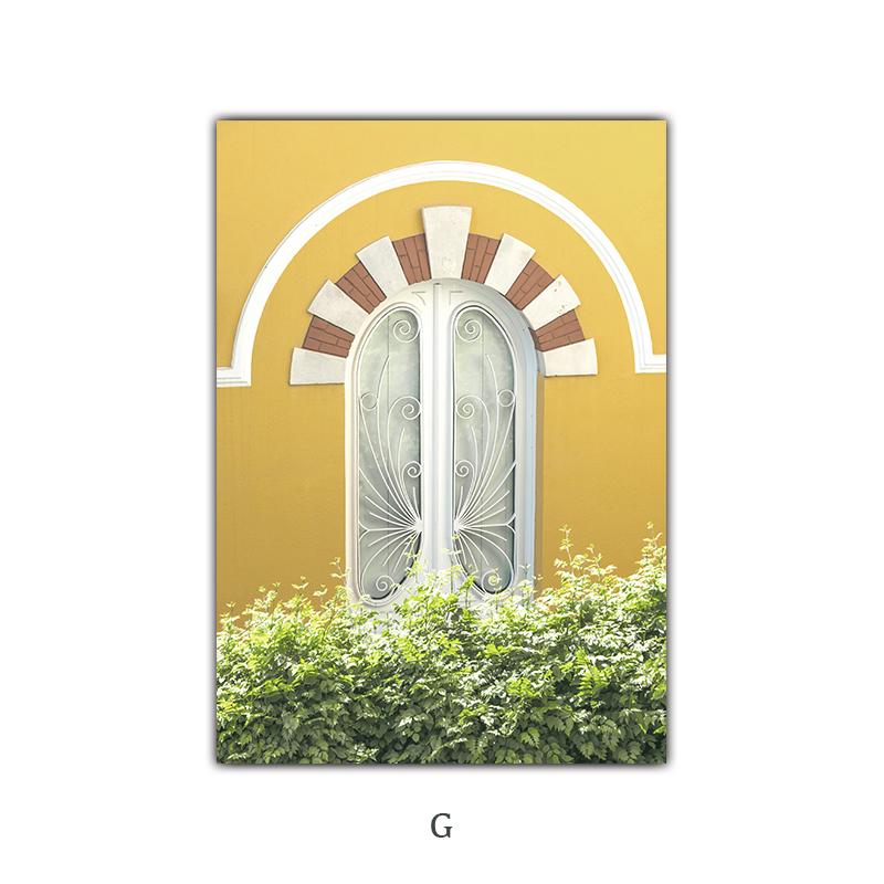 Wandkunst Leinwand Malerei Zitrone Chrysantheme Sonnenblume Zug Türen Fenster Nostalgisches Dorf Poster und Drucke Bilder Dekor