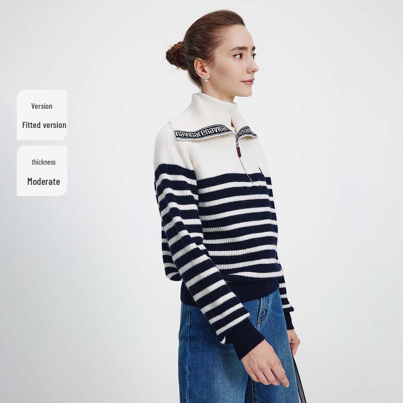 Navigare Women's Striped Lapel Sweater