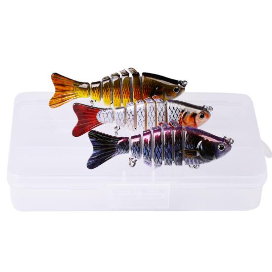 3/5Pcs Fishing Lures 3D Swimming Bait with Treble Hooks Realistic Looking Bright Colors Compact Portable Hard Bait Artificial Lure