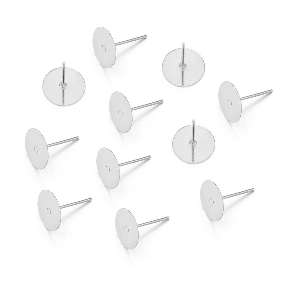 100-200pcs/lot Metal Blank Post Earring Studs Base Pins With Earring Plug Earring Base Tray For Jewelry Making DIY Earring