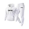Men's fashionable casual two-piece set, new fleece-lined personalized letter print hooded shirt, sweatshirt and pants set
