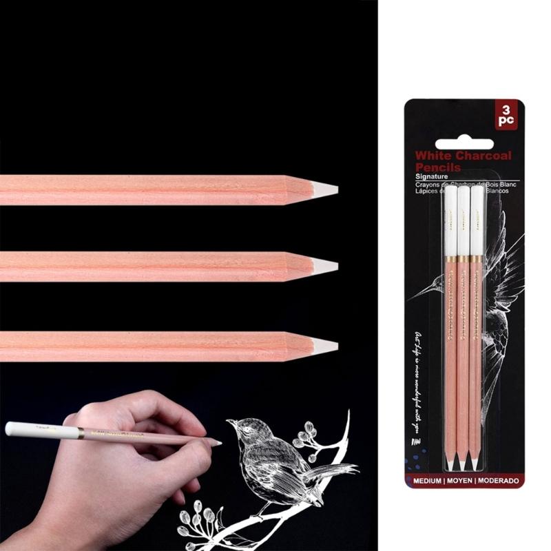 2/3/4x Highlight-Stift Zeichenkohle-Stifte Weiße Skizzenstifte Highlight-Stift zum Skizzieren Zeichnen und Schattieren