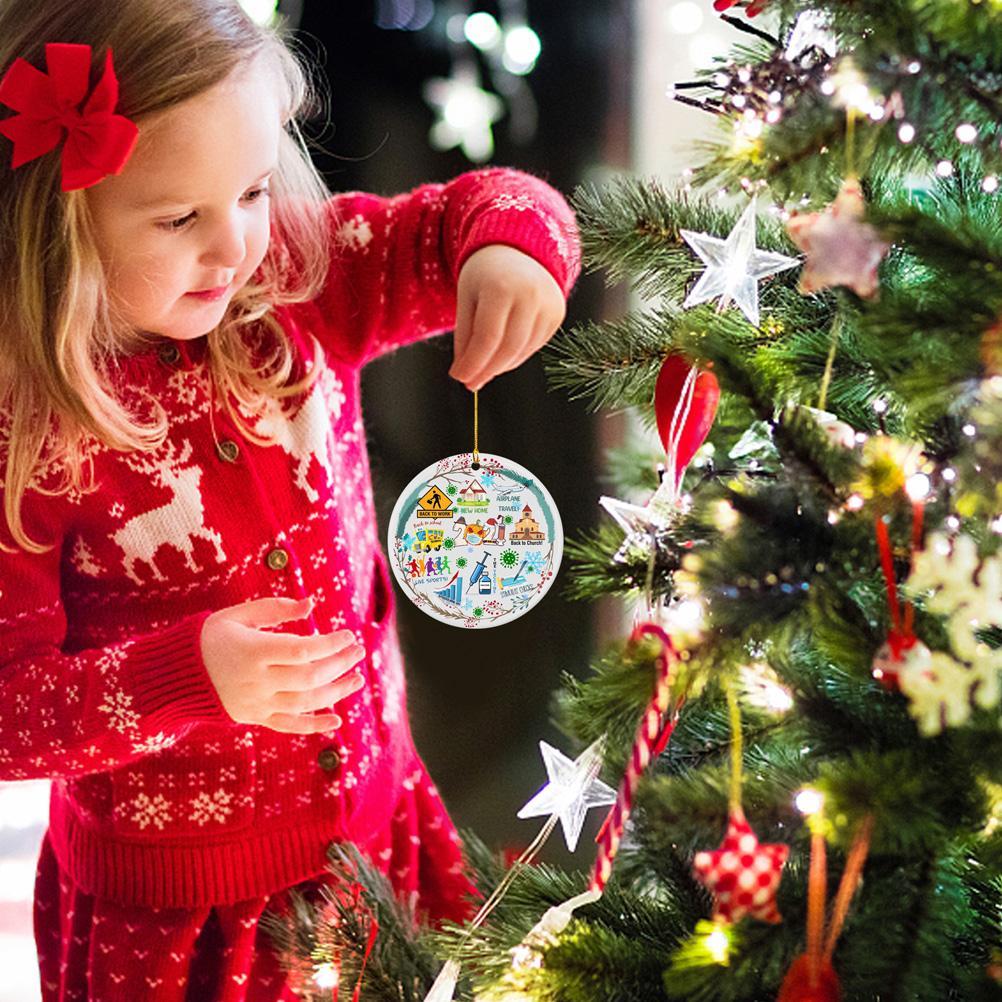 Vánoční kulatý dřevěný závěsný přívěsek ozdoba na vánoční stromek sváteční dekorace dárky
