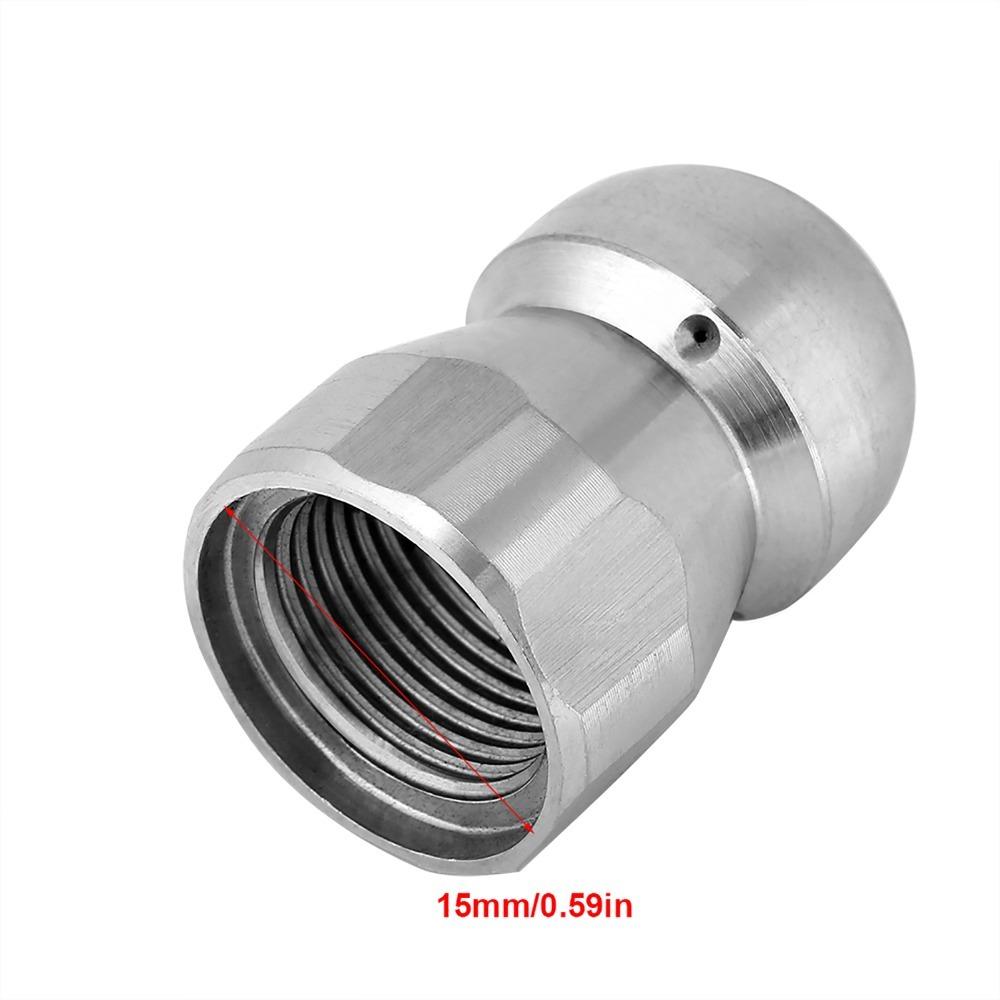 Strong Power Stainless Steel Pipe Nozzle 3/8 Inch High Pressure Drain Cleaner 1 Front 3 Rear Female Thread Spray Head Washer Use